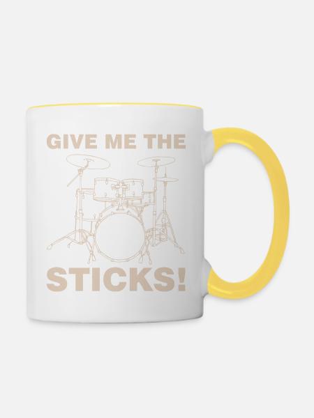 Give me the Drumsticks - Tasse zweifarbig - Weiß/Gelb
