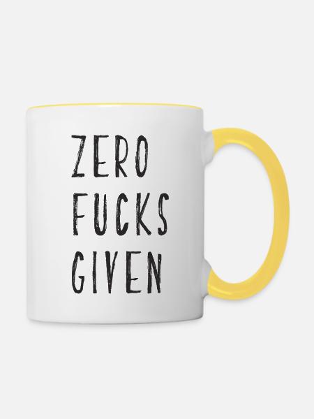 zero fucks given - Tasse zweifarbig - Weiß/Gelb