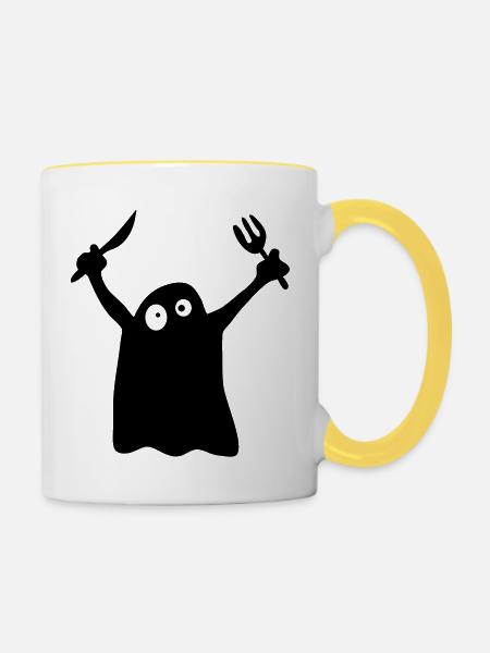 Hungry Ghost - Tasse zweifarbig - Weiß/Gelb