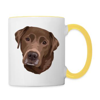 Labrador Braun Kopf - Tasse zweifarbig - Weiß/Gelb - Rechts