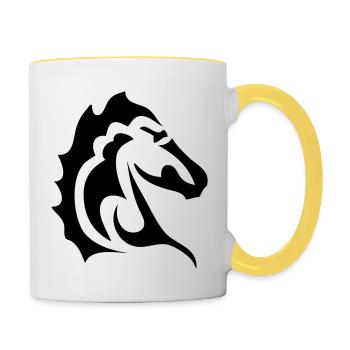 Stammes-Pferdekopf 1 - Tasse zweifarbig - Weiß/Gelb - Rechts