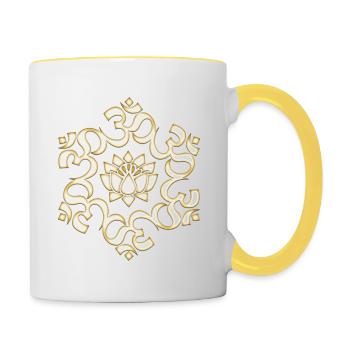 Om Lotus, Buddhism, Yoga, Meditation, spiritual - Contrasting Mug - white/yellow - Right