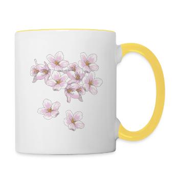 Cherry blossoms - Contrasting Mug - white/yellow - Right