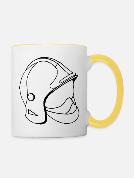Feuerwehrmann Helm - Tasse zweifarbig - Weiß/Gelb