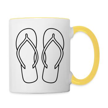 sandals 2 shoes pair of flip flops feet tighten - Contrasting Mug - white/yellow - Right