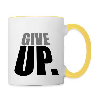 winner never give up logo design never - Contrasting Mug - white/yellow - Right