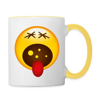 Smiley Screaming - Tasse zweifarbig - Weiß/Gelb - Rechts