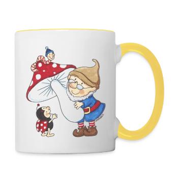 Wichtel_04 - Tasse zweifarbig - Weiß/Gelb - Rechts