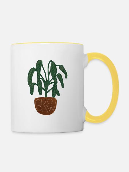 irgend 'ne Pflanze! - Tasse zweifarbig - Weiß/Gelb
