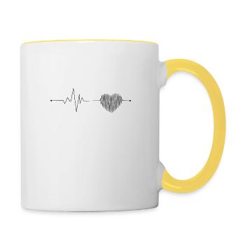 dur, heart break, heartbeat, heartbeat art,broken - Mug contrasté - blanc/jaune - Droite