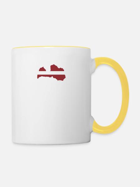 Legends are born in Latvia - Contrasting Mug - white/yellow