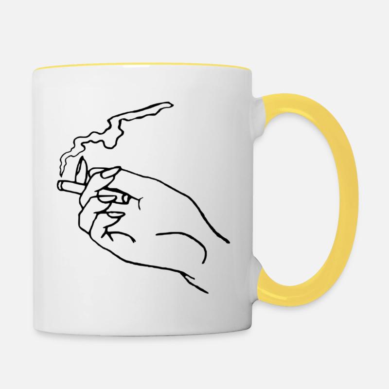 tabagisme - Mug contrasté - blanc/jaune