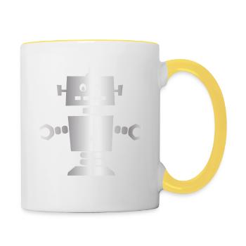 Roboter - Tasse zweifarbig - Weiß/Gelb - Rechts