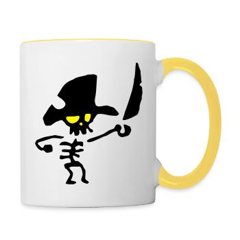 drôle de squelette de pirate - Mug contrasté - blanc/jaune - Droite