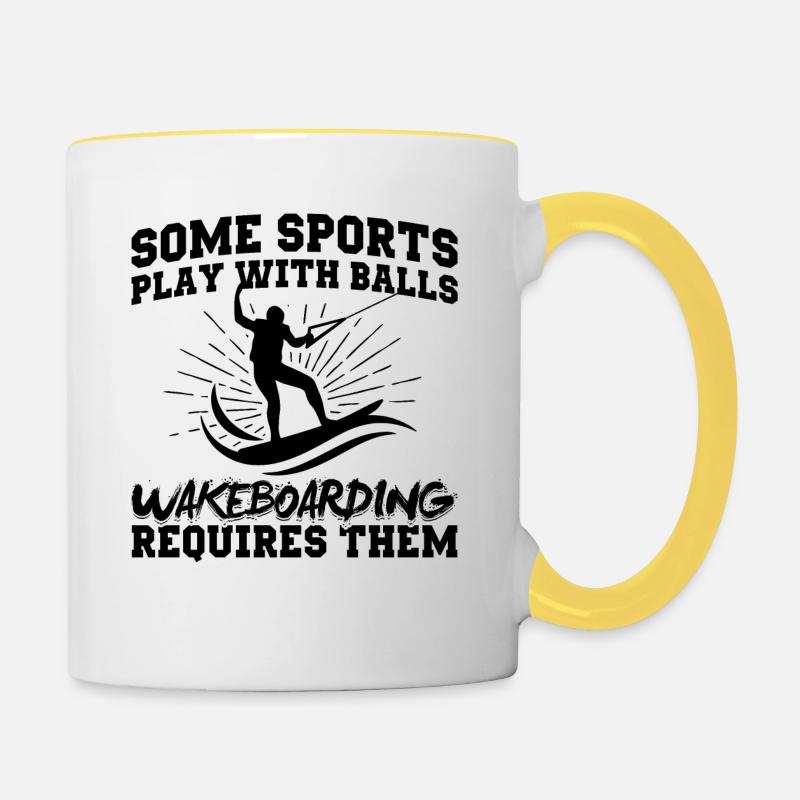 Wakeboard | Idées cadeaux Wakeboard Wakeboarder - Mug contrasté - blanc/jaune