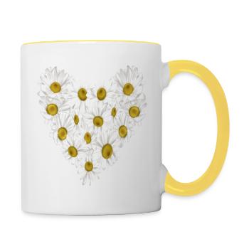Daisies in the heart - Contrasting Mug - white/yellow - Right