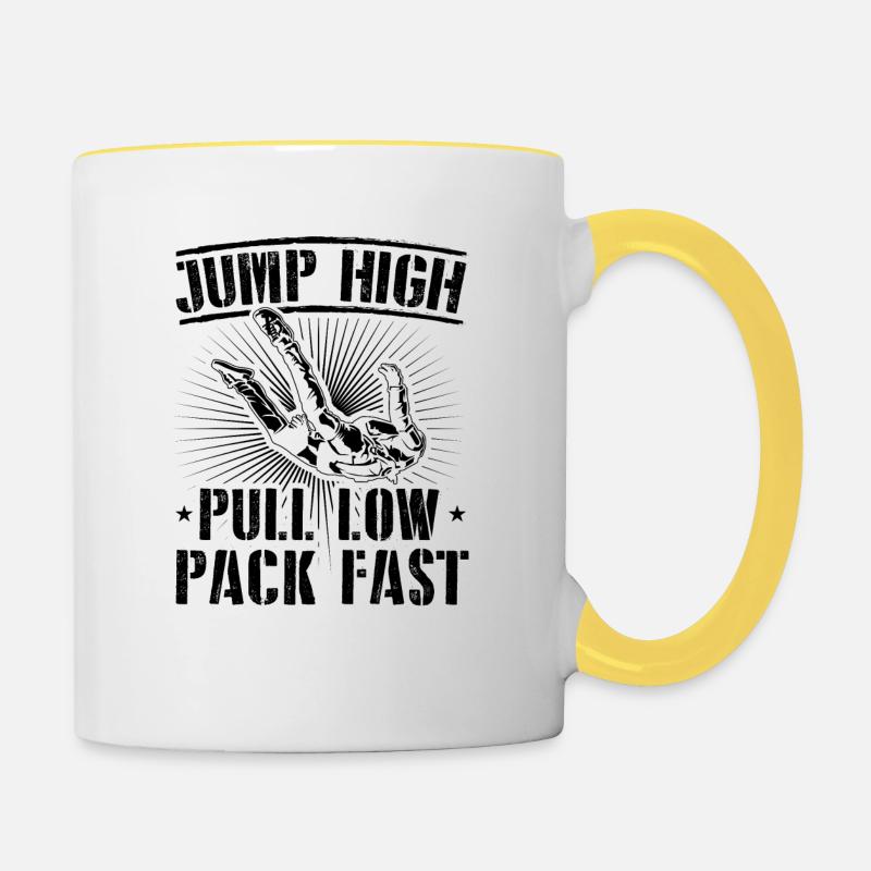 Parachutisme disant Cadeau de sport Skydive Skydiver - Mug contrasté - blanc/jaune