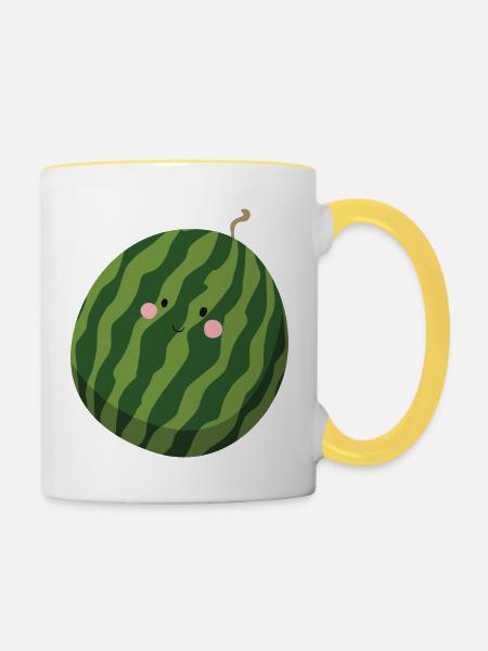 Wassermelone - Tasse zweifarbig - Weiß/Gelb
