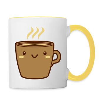 Niedliche Kaffee Tasse - Tasse zweifarbig - Weiß/Gelb - Rechts
