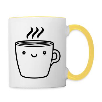 Kleine Kaffee Tasse - Tasse zweifarbig - Weiß/Gelb - Rechts