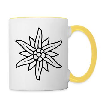 Bergblume Edelweiss Logo - Tasse zweifarbig - Weiß/Gelb - Rechts