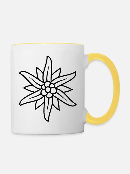 Bergblume Edelweiss Logo - Tasse zweifarbig - Weiß/Gelb