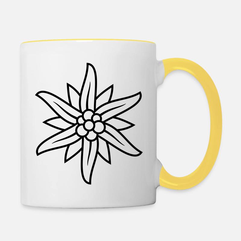 Bergblume Edelweiss Logo - Tasse zweifarbig - Weiß/Gelb
