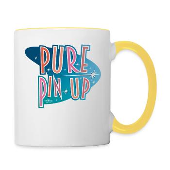Blaue Atom-PPU - Tasse zweifarbig - Weiß/Gelb - Rechts