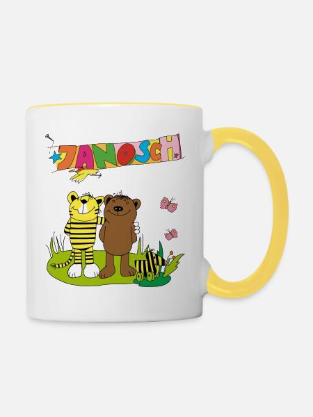 Janosch Tiger Und Bär Freundschaft - Tasse zweifarbig - Weiß/Gelb