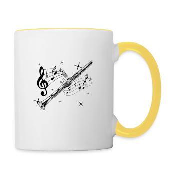 La musique de la flûte transversale | Flûtiste instrument de musique cadeau - Mug contrasté - blanc/jaune - Droite