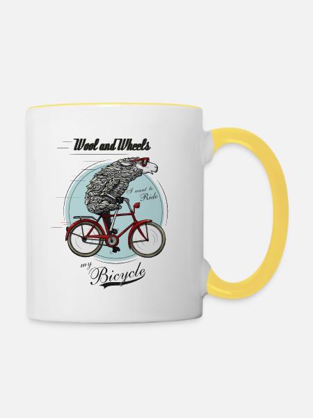 Wool and Wheels - Tasse zweifarbig - Weiß/Gelb