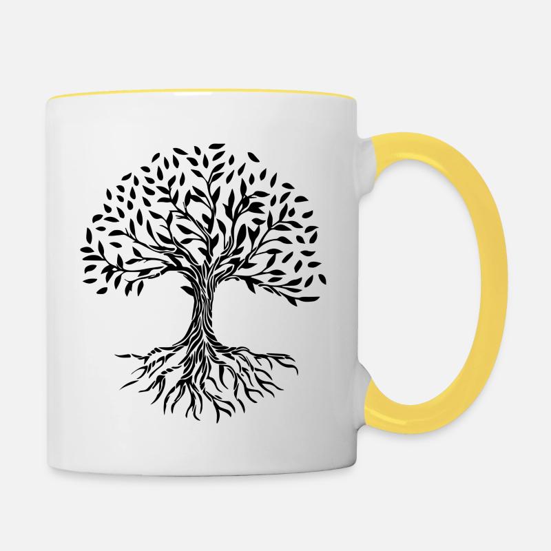 arbre - Mug contrasté - blanc/jaune