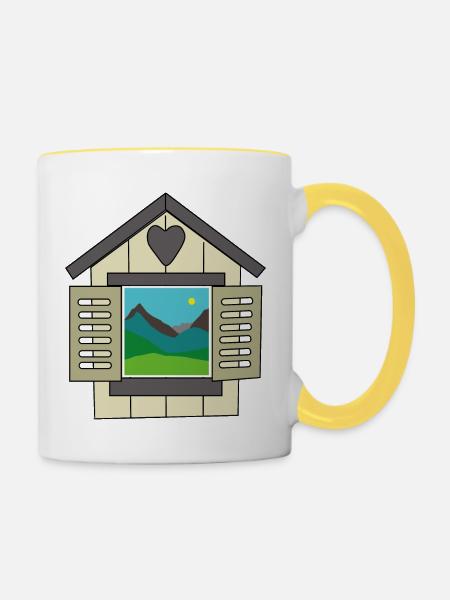 Fenster der Welt - Tasse zweifarbig - Weiß/Gelb