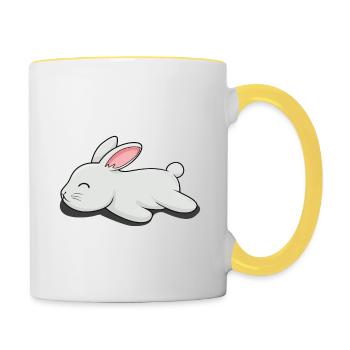 Je Peux Pas J'ai La Flemme - Lapin - Mug contrasté - blanc/jaune - Droite