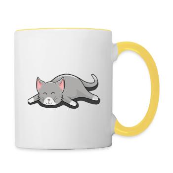 Je Peux Pas J'ai La Flemme - Chat - Mug contrasté - blanc/jaune - Droite