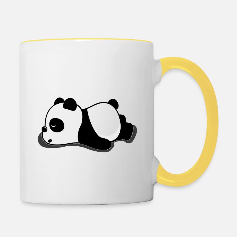 Je Peux Pas J'ai La Flemme - Panda - Mug contrasté - blanc/jaune