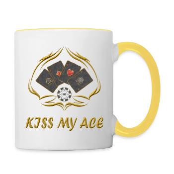 Kiss my Ace / Poker - Contrasting Mug - white/yellow - Right