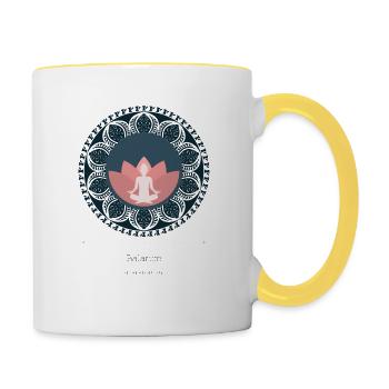 Balance in the Mandala: Lotus Flower & Yoga Symbol - Contrasting Mug - white/yellow - Right