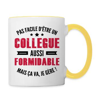 un collègue aussi formidable / humour collègue - Mug contrasté - blanc/jaune - Droite