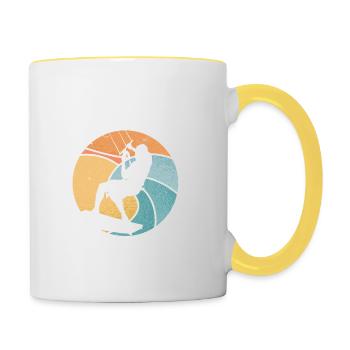 Kitesurfen Kiteboarding Kite Kiten - Tasse zweifarbig - Weiß/Gelb - Rechts