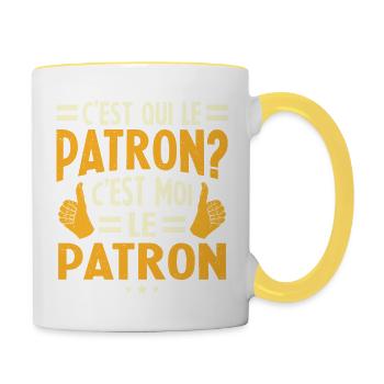 Humour C'est Qui Le Patron C'est Moi Le Patron - Mug contrasté - blanc/jaune - Droite