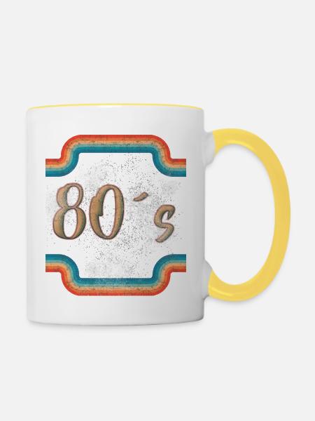 80s ohne - Tasse zweifarbig - Weiß/Gelb