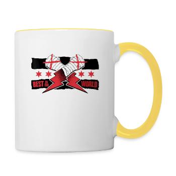 aew cm punk - Tasse zweifarbig - Weiß/Gelb - Rechts