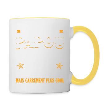 Je Suis Un Papou Motard Grand-père Cadeau Moto - Mug contrasté - blanc/jaune - Droite