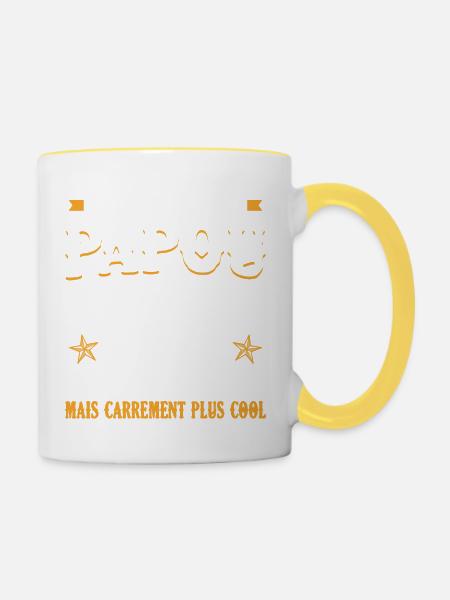 Je Suis Un Papou Motard Grand-père Cadeau Moto - Mug contrasté - blanc/jaune