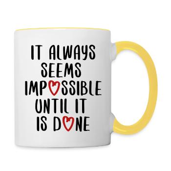 citations citation motivation inspiration impossible - Mug contrasté - blanc/jaune - Droite