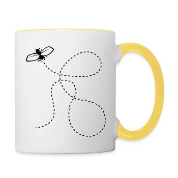 Dashed Line Fly - Contrasting Mug - white/yellow - Right