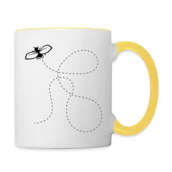 Fliege Gestrichelte Linie - Tasse zweifarbig - Weiß/Gelb - Rechts