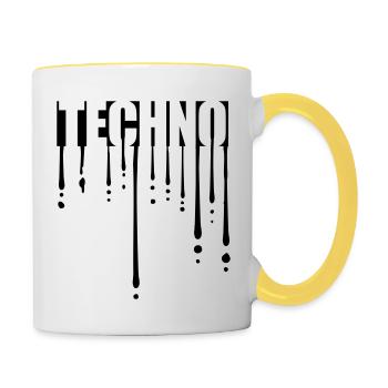 Tropfen Logo Techno - Tasse zweifarbig - Weiß/Gelb - Rechts