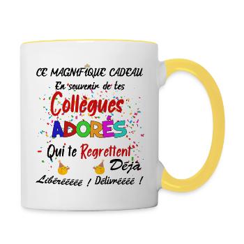 Collègue Cadeau Départ retraite - Mug contrasté - blanc/jaune - Droite